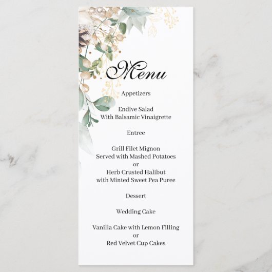 Winter gouden bloemen Menu (Voorkant)