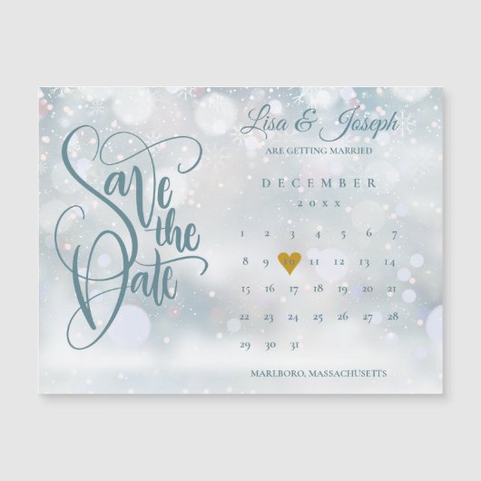 Winter Gouden Hart Kalender Save the Date (Voorkant)