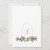 Winter gouden lijst bloemenkrans Kerstbruiloft Kaart (Achterkant)