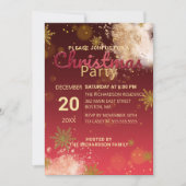 Winter Gouden Sneeuwvlokken op Bourgondische Kerst Kaart (Voorkant)