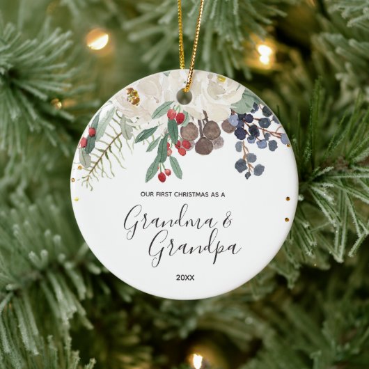 Winter Grandma & Grandpa Eerste KerstOrnament Keramisch Ornament (Boom)