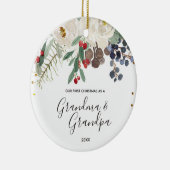 Winter Grandma & Grandpa Eerste KerstOrnament Keramisch Ornament (Rechts)
