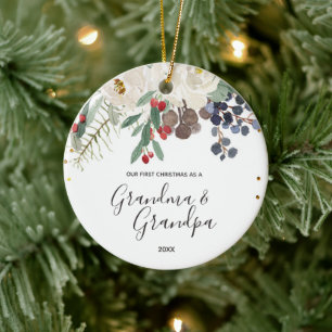 Winter Grandma & Grandpa Eerste kerstversiering Keramisch Ornament
