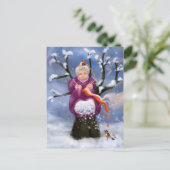 Winter Granny Abuela de Inverno Briefkaart (Staand voorkant)