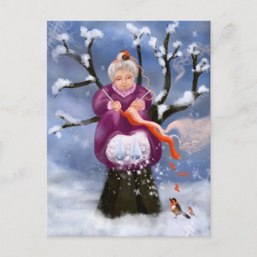 Winter Granny Abuela de Inverno Briefkaart (Voorkant)