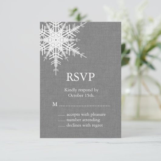 Winter Gray Burlap RSVP (Staand voorkant)