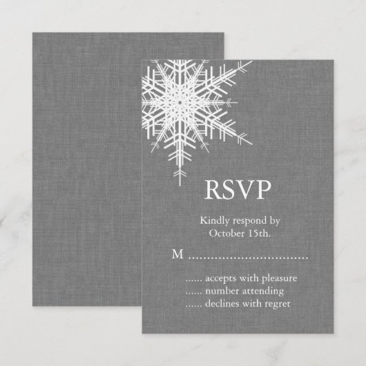 Winter Gray Burlap RSVP (Voorkant / Achterkant)