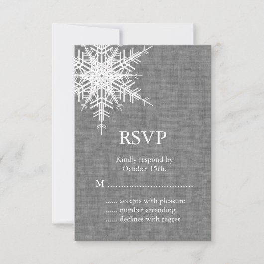 Winter Gray Burlap RSVP Kaartje (Voorkant)