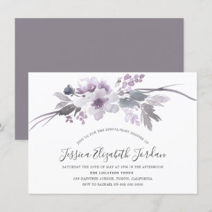 Winter Gray Floral Waterverf Bridal Baby shower Kaart