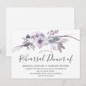 Winter Gray Floral Waterverf repetitief diner Kaart (Voorkant / Achterkant)