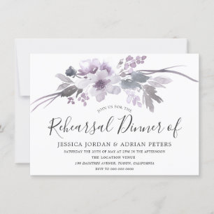 Winter Gray Floral Waterverf repetitief diner Kaart