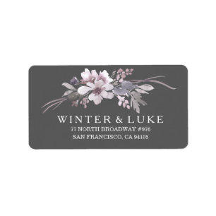 Winter Gray Floral Weddenschap Label