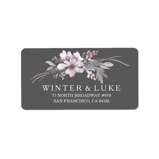 Winter Gray Floral Weddenschap Label (Voorkant)