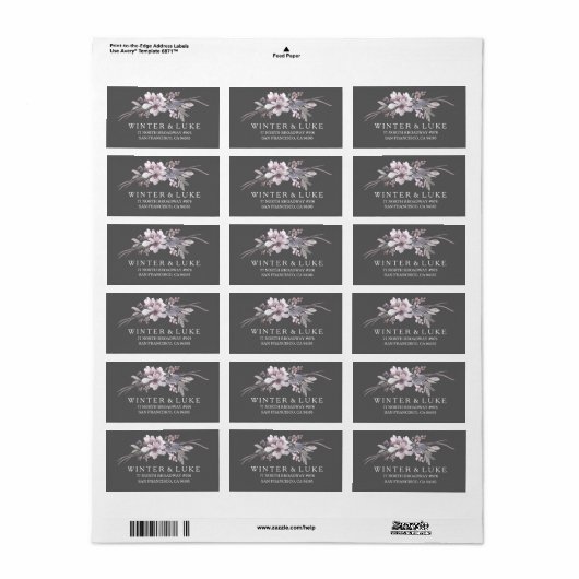 Winter Gray Floral Weddenschap Label (Full Sheet)
