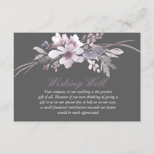 Winter Gray Floral Wedding Well Wishing Well Informatiekaartje