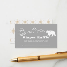 Winter Gray Hand-Drawn Baby Diaper Raffle Ticket Informatiekaartje