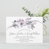 Winter Gray Modern Floral Waterverf Wedding Kaart (Staand voorkant)