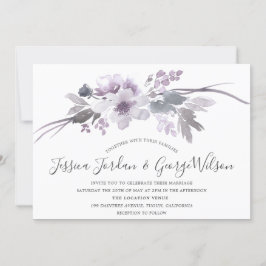 Winter Gray Modern Floral Waterverf Wedding Kaart