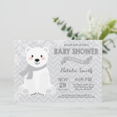 Winter Gray Polar Beer Baby shower Kaart (Staand voorkant)