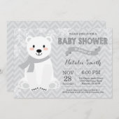 Winter Gray Polar Beer Baby shower Kaart (Voorkant / Achterkant)