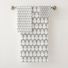Winter Gray Snowmen Bad Handdoek