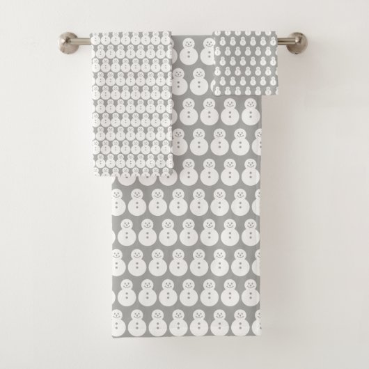 Winter Gray Snowmen Bad Handdoek (Insitu)