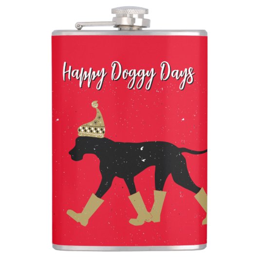 Winter Great Dane en tekst Heupfles (Voorkant)