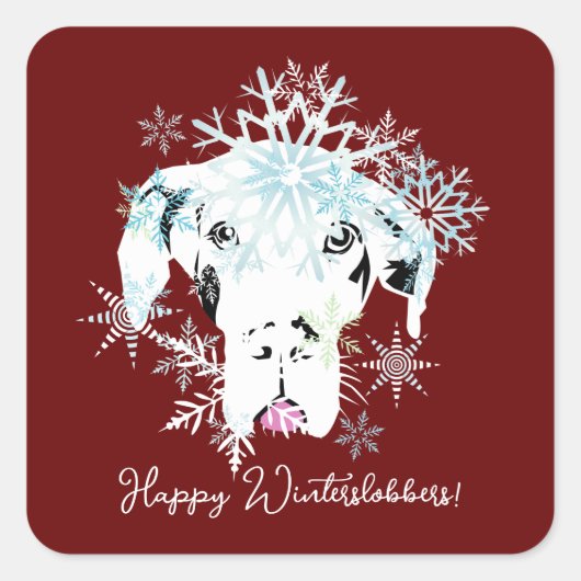 Winter Great Dane Square Sticker (Voorkant)