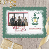 Winter Green, Bourgogne Red Script Gold Bell Feestdagenkaart