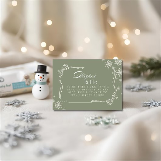 Winter Green Diaper Raffle Baby shower Informatiekaartje