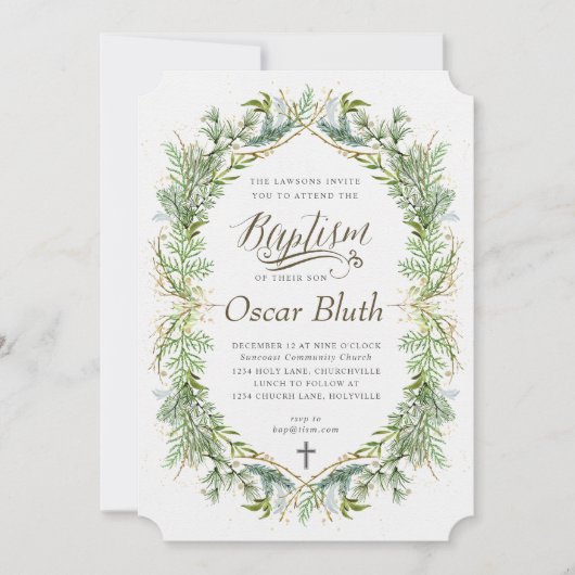 Winter Green Doop uitnodiging (Voorkant)