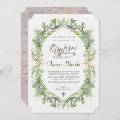 Winter Green Doop uitnodiging (Voorkant / Achterkant)