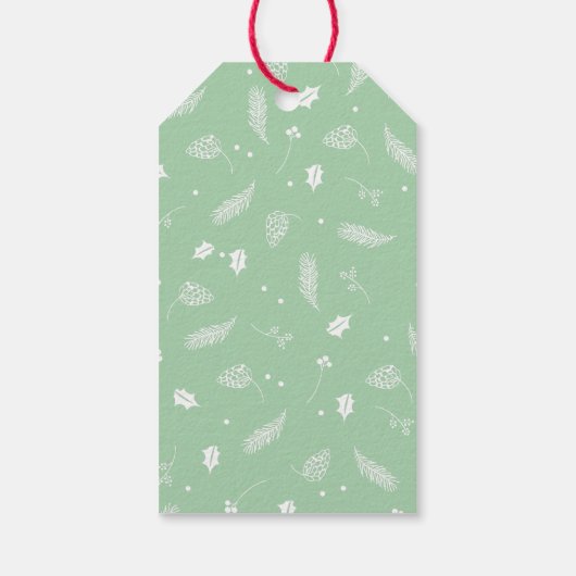 Winter Green Holly en Pine Wreate Kerstmis Cadeaulabel (Achterkant)