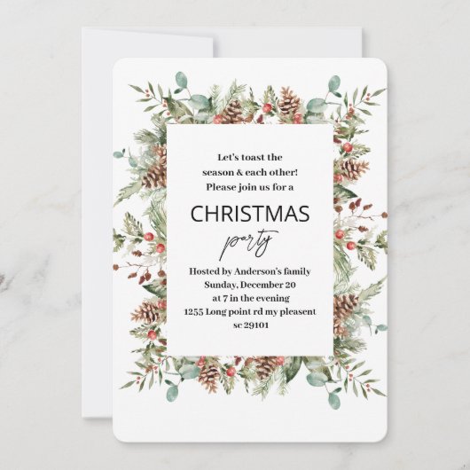 Winter Green Pine Cone Lijst Kerst Kaart (Voorkant)