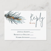 Winter Green Pine Needles Wedding RSVP Card Advieskaart (Voorkant)