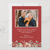 Winter Green Red Floral Merry kerstfoto Feestdagenkaart (Achterkant)