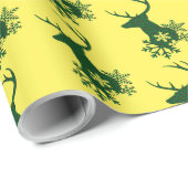 Winter Green Snowflakes Kerstdeer Cadeaupapier (Rol Hoek)