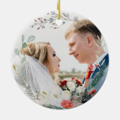 Winter Greenery 1e Kerstmis Together Foto Keramisch Ornament (Achterkant)