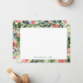 Winter Greenery and Red Berries Holiday Note Card Notitiekaartje (Voorkant / Achterkant in situ)