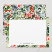 Winter Greenery and Red Berries Holiday Note Card Notitiekaartje (Voorkant / Achterkant)