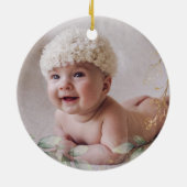 Winter Greenery Arctic Animals Baby 1e Kerstmis Keramisch Ornament (Achterkant)