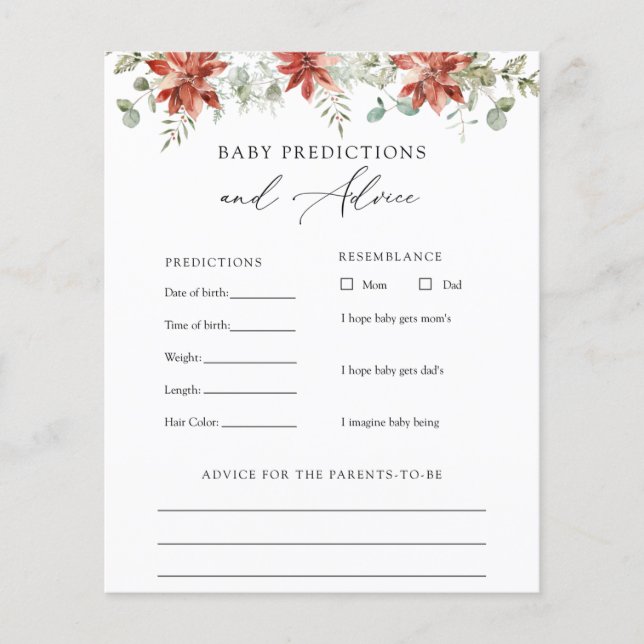 Winter Greenery Baby Advice and Predication Card (Voorkant)
