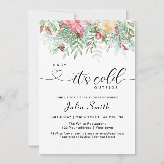 Winter Greenery Baby is buiten koud Kaart (Voorkant)