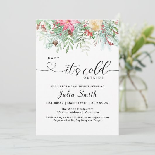 Winter Greenery Baby is buiten koud Kaart (Staand voorkant)
