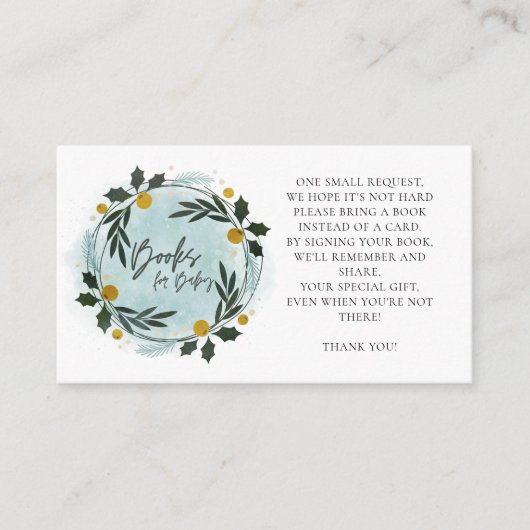  Winter Greenery Baby Shower Books For Baby  Informatiekaartje (Voorkant)