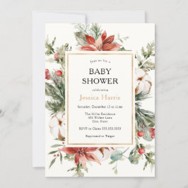 Winter Greenery Baby shower Invitation Kaart