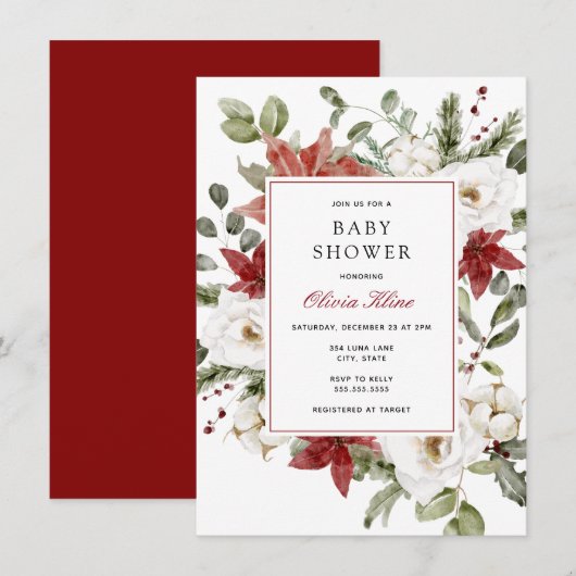 Winter Greenery Baby shower Kaart