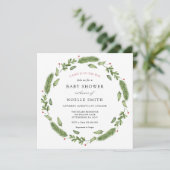 Winter Greenery Baby shower Kaart (Staand voorkant)