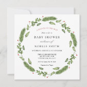 Winter Greenery Baby shower Kaart (Voorkant)