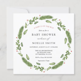 Winter Greenery Baby shower Kaart